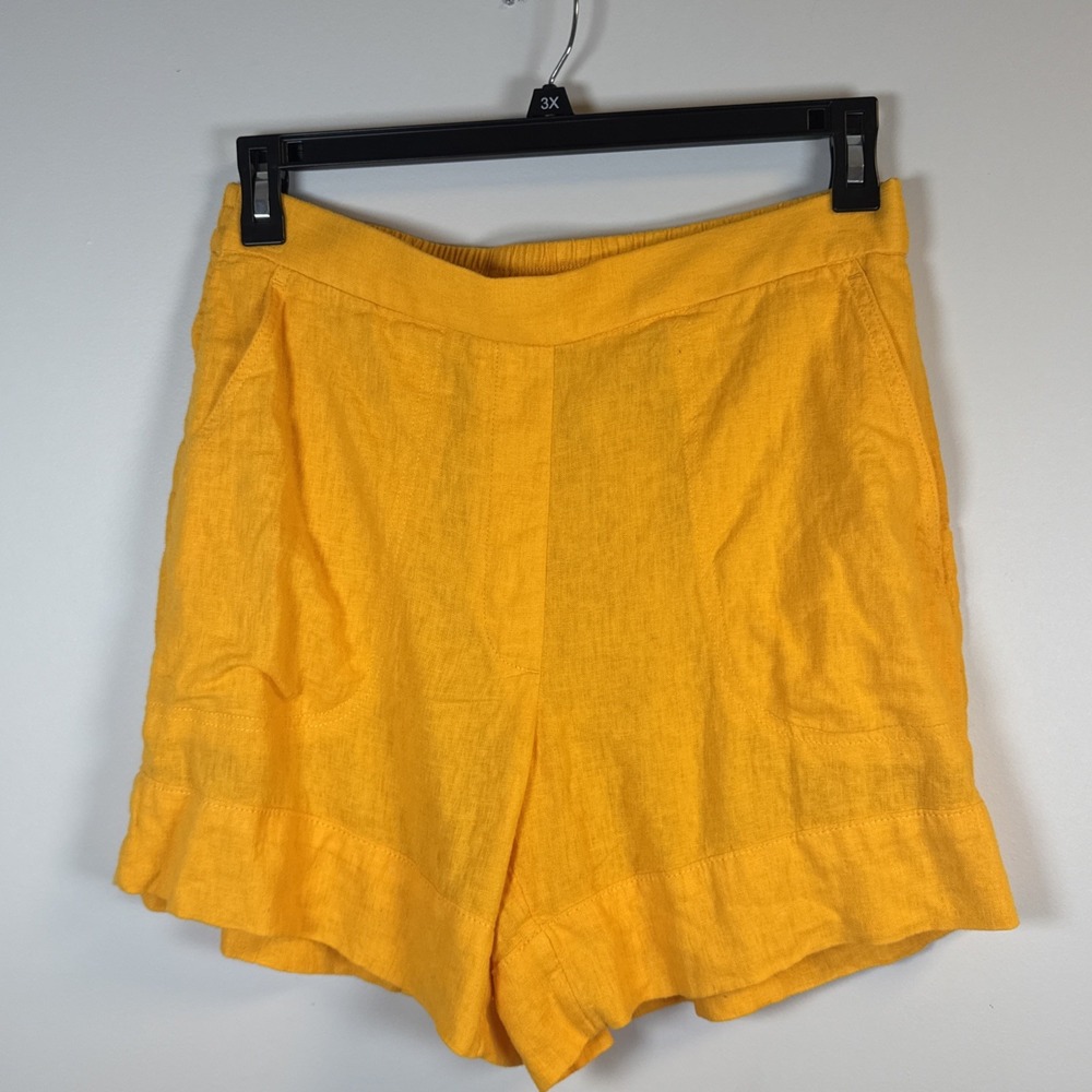 Banana Republic Large Yellow Linen Blend High-Rise Pull-On Paperbag Waist Shorts
